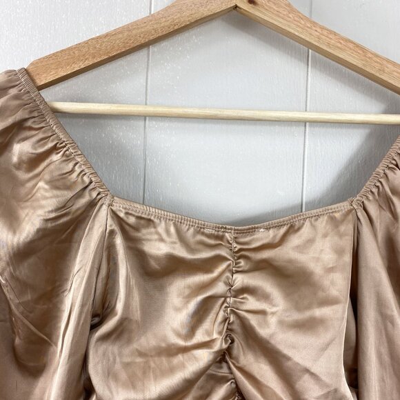 Starlow Brown Front Tie Long Sleeve Crop Top Size X-Small - Picture 8 of 9